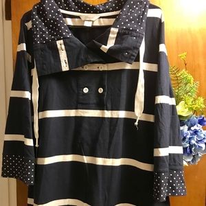 CJ Banks Navy & White 3/4 Sleeve